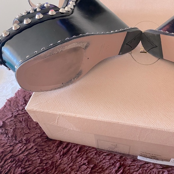 Prada stud spiked wedges Blk - Picture 5 of 7